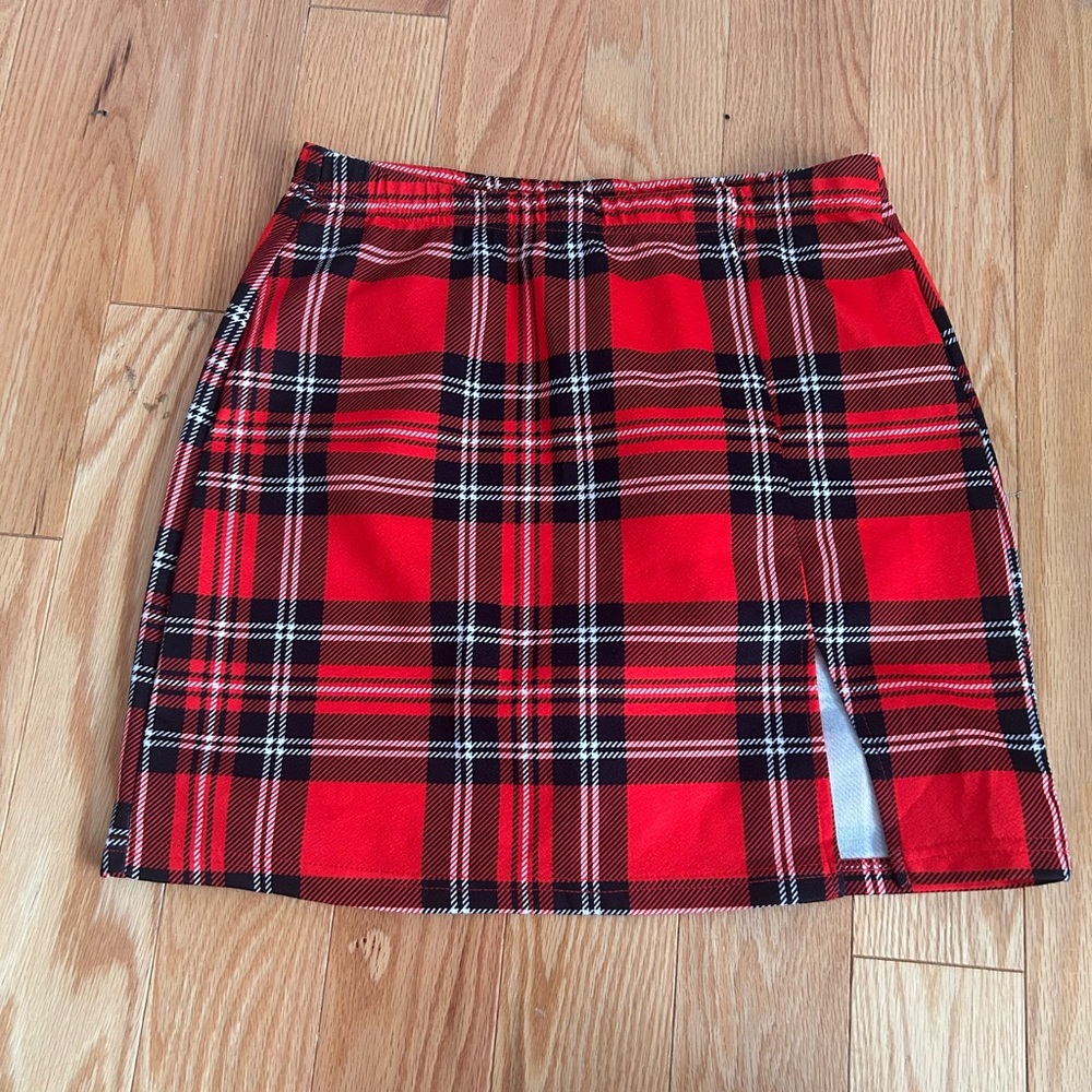 SHEIN Red Black Pencil Mini Skirt for Work